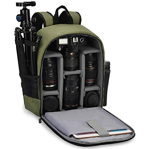 CADeN Camera Backpack Bag Professional for DSLR/SLR Mirrorless Camera Waterproof, Camera Case Compatible for Sony Canon Nikon Camera and Lens Tripod Accessories Green - color: Green, style: 2.0 Small
