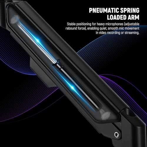 Neewer Low Profile Mic Arm Desk Mount, 360° Swivel Boom Arm with Pneumatic Damping Adjustable, Cable Management, Compatible with Shure MV7 SM7B Blue Yeti Gaming Streaming Podcast Microphone, MS002 - style: MS002