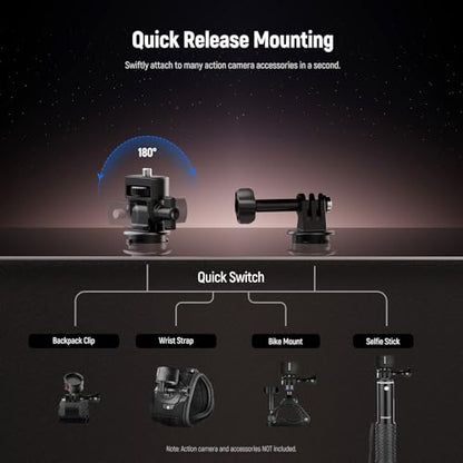 NEEWER Magnetic Action Camera Mount Kit, Compatible with GoPro Hero 13 12 11 Max DJI Osmo Action Insta360, ABS Magnetic Quick Release Mount for POV Shots, GP-24 - style: GP-24