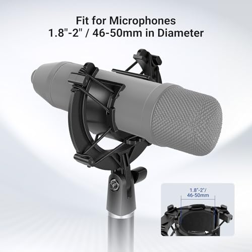 NEEWER Microphone Shock Mount, Mic Holder for Stand & Boom Arm with Elastic Ropes & 3/8" to 5/8" Screw Adapter, Fits Mics of 1.8" to 2" (46 to 50mm) Diameter, MS048 - style: MS048