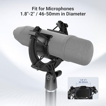 NEEWER Microphone Shock Mount, Mic Holder for Stand & Boom Arm with Elastic Ropes & 3/8" to 5/8" Screw Adapter, Fits Mics of 1.8" to 2" (46 to 50mm) Diameter, MS048 - style: MS048