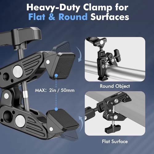 EMART 21" Magic Arm Clamp Kit with Super Clamp, 1/4" 3/8" Threads for ARRI, Flexible Camera Desk Mount, Adjustable Articulating Boom Arm for Webcam/Mic/Action Camera/Phone/Video Light