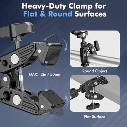 EMART 21" Magic Arm Clamp Kit with Super Clamp, 1/4" 3/8" Threads for ARRI, Flexible Camera Desk Mount, Adjustable Articulating Boom Arm for Webcam/Mic/Action Camera/Phone/Video Light