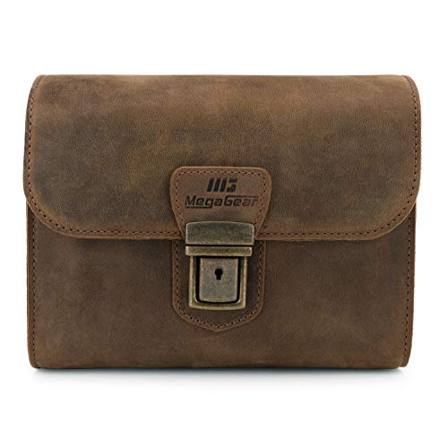 MegaGear Pebble Genuine Leather Camera Messenger Bag for Mirrorless, Instant and DSLR Cameras - color: Cinnamon