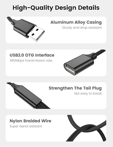 USB Splitter 1 in 4 Out, USB Y Cable, 1Ft/ 30cm A Male to 4 Female Extension Cord for TV/PC/Laptop/MacBook/Keyboard/ PS4/ PS5/ Flash Drive/Laptop/LED Etc. - style: 1FT/0.3M
