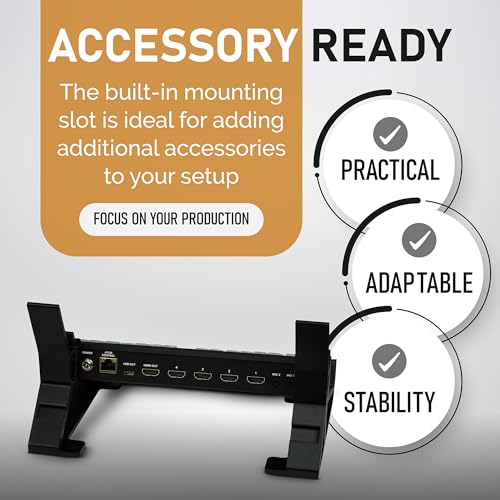 Combo Stand for Blackmagic ATEM Mini Pro and ISO Series – LCD Monitor Stand for Thin Monitors – Stable Setup with Cable Management for Streaming Broadcasting Video Production