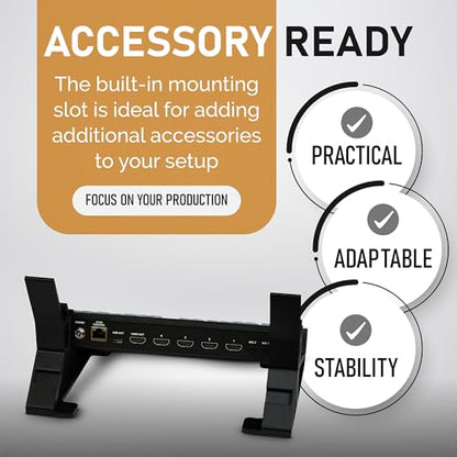Combo Stand for Blackmagic ATEM Mini Pro and ISO Series – LCD Monitor Stand for Thin Monitors – Stable Setup with Cable Management for Streaming Broadcasting Video Production