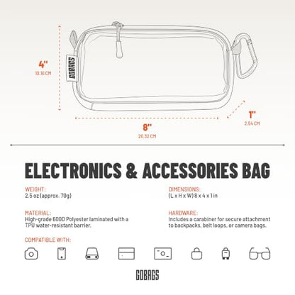 GOBAGS NEO Production Zipper Bags - Electronics & Camera Accessories Bag - Cable organizer, Gear Accessory Pouch, Travel Camera Essentials (Extra Small, Black) - size: X-Small