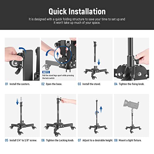 NEEWER Pack of 2 Heavy Duty Light Stands with Wheels, 2.4 Feet Max. Height, Foldable Tripod for Low Angle Shooting, Lighting Stand for Softbox, Monolight and Other Photography Equipment, ST72 - style: 2 Pack