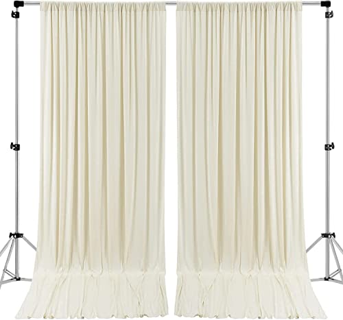AK Trading CO. 10 feet x 10 feet IFR Polyester Backdrop Drapes Curtains Panels with 4" Rod Pockets (Rod Not Included) - Wedding Ceremony Party Home Window Decorations - Ivory - color: Ivory, size: 60"W x 120"L (Pack of 2)