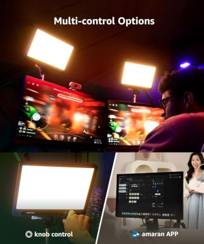 Amaran Verge Bi-Color Edge-Lit LED Panel, 2700K–6500K, USB-C PD (Charcoal) | RG0 Eye Comfort, Soft Even Light, Front Knobs, amaran App and Stream Deck Control, Flexible Mounting