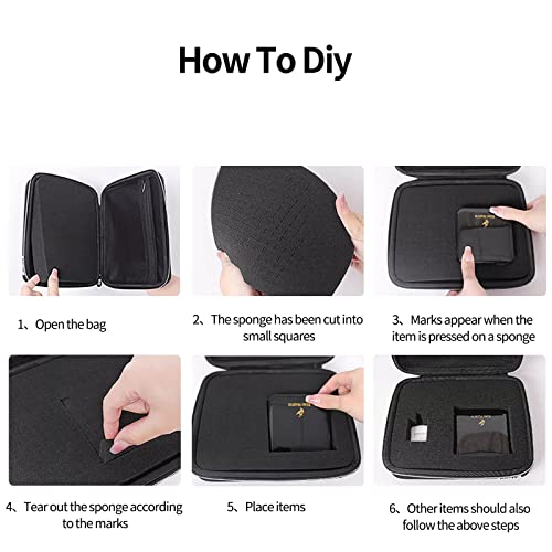 Electronics Organizer Travel Case,DIY Sponge Protection Electronic Organizer Travel Carrying Case Tech Accessories Hard Case Tech Pouch for Mouse Projector Charger Phone Earphone Hard Disk - size: 11.75in*7.06in*2.18in