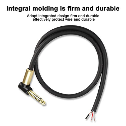 XMSJSIY 6.35mm TRS Pigtail Cable 1/4 inch Stereo Male Plug to Bare Wire Adapter Connector Open End Audio Cable Right Angle 3- Pole Speaker Amplifier Microphone Cable Replacement (0.5M/1.6FT) - style: 0.5M/1.6FT