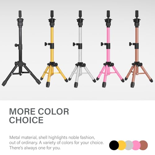ZQIAN BEAUTY 25 Inch Wig Stand Tripod, Adjustable Mannequin Head Stand, Wig Head Stand for Training Heads And Canvas Block Head (Latte, Mannequin Head Not Included) - color: Latte, size: 25 Inch