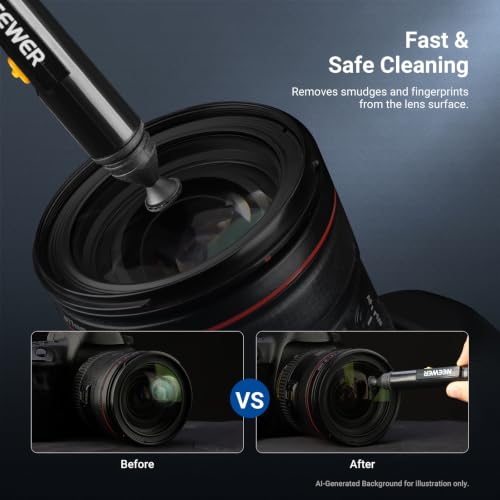 NEEWER 2 in 1 Camera Lens Cleaning Accessories Kit for Electronics, Phones, Tablets, Laptops, 1x Double Head Lens Brush Pen + 1x Cleaning Cloth, HM-51