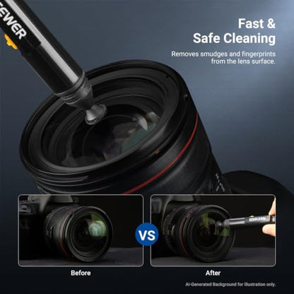 NEEWER 2 in 1 Camera Lens Cleaning Accessories Kit for Electronics, Phones, Tablets, Laptops, 1x Double Head Lens Brush Pen + 1x Cleaning Cloth, HM-51