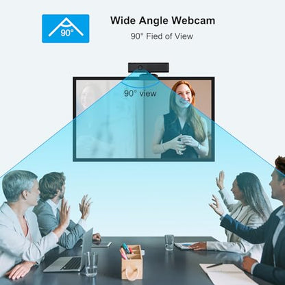 Full 1080P HD 3-in-1 Webcam: Camera and Speaker for Desktop Computer with Built-in 4 Microphones, External USB Web Cam with Magnetic Privacy Cover and Mute for Laptop, Streaming, Conference