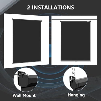 RAUBAY Retractable Pull Down Black Screen Backdrop - 59.8" x 86.6" Collapsible Wall-Mount Background for Professional Video Production, Photography, TikTok and Video Conferencing - color: Black, size: Standard(59.8 x 86.6in)