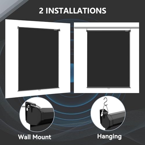 RAUBAY Retractable Pull Down Black Screen Backdrop - 59.8" x 86.6" Collapsible Wall-Mount Background for Professional Video Production, Photography, TikTok and Video Conferencing - color: Black, size: Standard(59.8 x 86.6in)