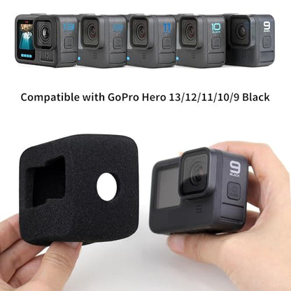 SOONSUN 2-Pack Windslayer Cover Wind Muff for GoPro Hero 13/12/11/10/9 Black, Foam Windscreen for Wind Noise Reduction