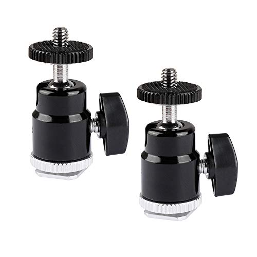 CAMVATE 1/4"-20 Mini Ball Head & Shoe Mount Adapter (2 Pieces) - 1975