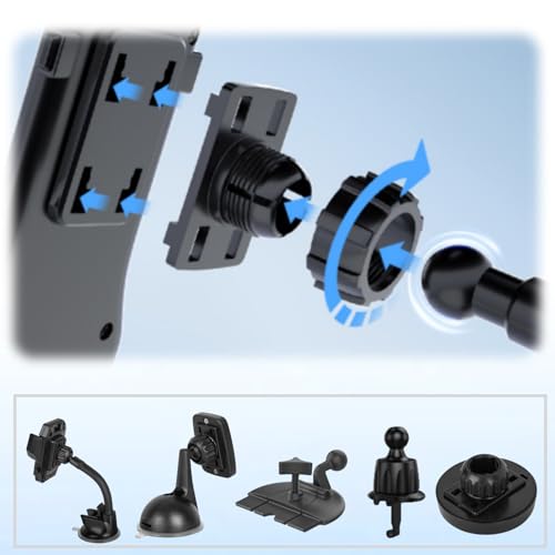 4PCS Tightening Nut with 4 Button Lock Replacement 17mm Ball Joint Mount Socket for Carplay Screen Phone Holder Backup Camera Monitor GPS Car Auto Stereo