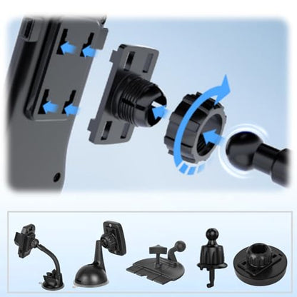 4PCS Tightening Nut with 4 Button Lock Replacement 17mm Ball Joint Mount Socket for Carplay Screen Phone Holder Backup Camera Monitor GPS Car Auto Stereo