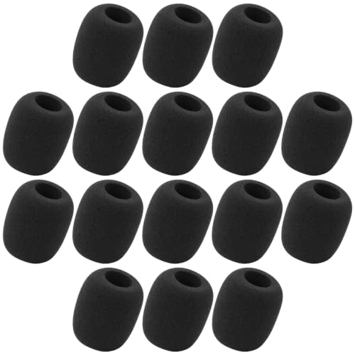 Microphone Covers, 16Pcs Black Mini High-density Mic Cover Foam, Noise-Prevent Microphones Windscreen for Evolution Golf Cart, Lapel Mic, Headset Mic, Wireless Handheld Mics