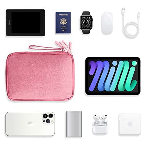 Cable Organizer Bag Travel Case for Electronics (Large, Dark Pink)