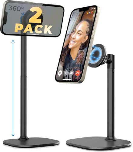 COOPER MagStand - iPhone Stand for Desk & Video Recording, Compatible with MagSafe, Stand for iPhone 17 Pro Max Plus, 16/15/14/13/12 (x2 Pack - Night Black) - color: x2 Pack - Night Black