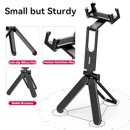 ULANZI MA26 Foldable Phone Tripod, Pocket Cell Phone Vlog Video Tripod Handle Aluminium Smartphone Desk Stand 2 Cold Shoe Small Size All in One Lightweight Portable Vlog Stick for iPhone 17 Samsung