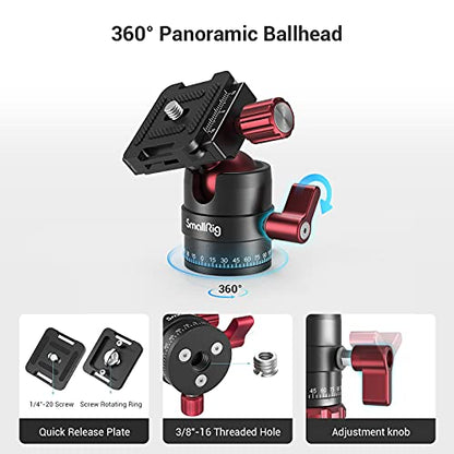 SmallRig 360 Rotating Panoramic Tripod Ball Head, Max Load 5kg / 11lbs | 360 Ballhead with 1/4 inch Quick Shoe Plate, for Tripod Monopod Slider DSLR Camera Camcorder