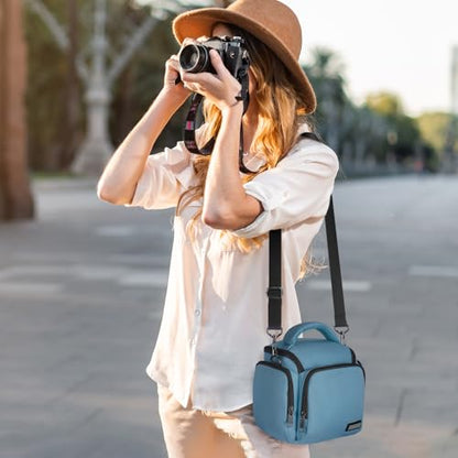 G-raphy Camera Bag Case Compact Lightweight Shoulder Crossbody Sling Photography Bags for Nikon Canon Sony DSLR SLR Mirrorless with Removal Straps(Teal) - color: Teal