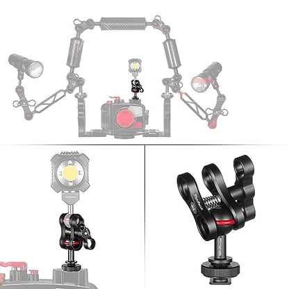 MINIFOCUS 1'' Ball Clamp Mount with Cold Shoe Ball Mount Head Base Adapter Connector for Diving Light Arm Underwater Camera Waterproof Housings Case Video/Flash/Strobe Hot Shoes - color: Cold Shoe&Clamp