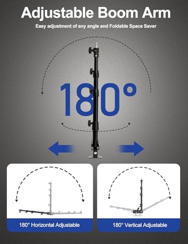 AMBITFUL Wall Mount Triangle Boom Arm, 43inch/110cm Adjustable Photography Light Bracket, 180° Rotatable Studio Wall Stand with 1/4" 3/8" Screws, 5kg Load for Barbershop Live Streaming Video Shooting - size: Boom Arm -110cm