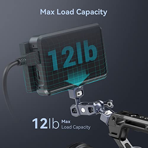 SMALLRIG Articulating Magic Arm, 3/8"-16 Screw for ARRI & 1/4"-20 Screw | With retractable pins. 360° rotation, 12 lb load for monitors, cameras, lights.