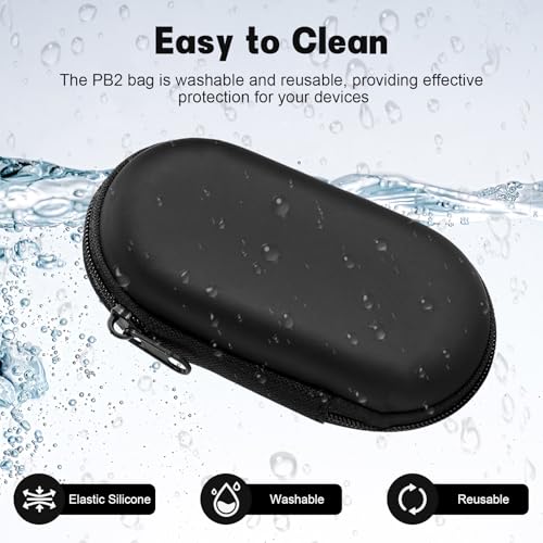 2 Pack Hard EVA Cable Organizer Case, Travel Electronics Storage Bag for Charging Cables, Earphones, USB Cords, Portable Zipper Carrying Pouch, Black