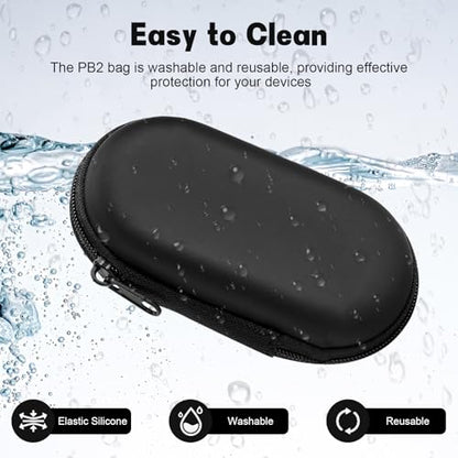 2 Pack Hard EVA Cable Organizer Case, Travel Electronics Storage Bag for Charging Cables, Earphones, USB Cords, Portable Zipper Carrying Pouch, Black