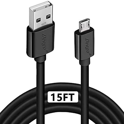 DEEGO Micro USB Cable, 15Ft Extra Long Controller Charger Compatible with PS4, PlayStation 4, Charger Cord Fast Android USB Charging Cable, Black - color: Black