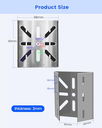 Metal Universal Vertical Pole Mounting Bracket for Security Cameras, Stainless Steel Corner Adapter with 8 Loops, Metal Holder for CCTV Cameras - size: 2 Pack