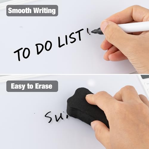 11.8×7” Small Glass Desktop Whiteboard, Dry Erase Note Memo Board, Desk Organizer with Storage for Desk, Office, White - color: White Small Basic