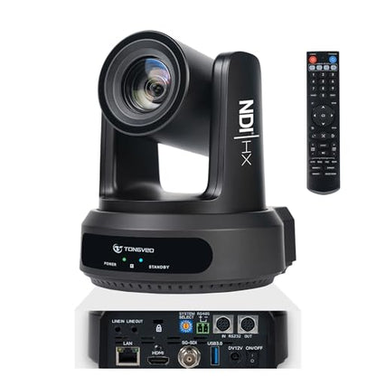 TONGVEO NDI AI Auto-Tracking IP PTZ Camera SDI/HDMI/USB3.0/LAN PoE 30X Optical + 8X Digital Zoom 1080P 60fps for Live Streaming Church Services Education Video Conference with OBS vMix and More - color: Shadow