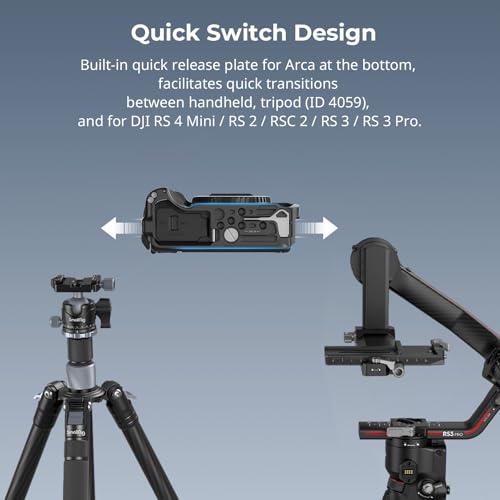 SmallRig R50 V Camera Cage for Canon R50V, Built-in Ergonomic Silicone Grip, QR Plate for Arca, 1/4"-20 Threaded Hole, 3/8"-16 Holes for ARRI, Cold Shoe, QD Sockets, Vertical Shooting(Black)-5427 - color: Black