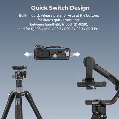 SmallRig R50 V Camera Cage for Canon R50V, Built-in Ergonomic Silicone Grip, QR Plate for Arca, 1/4"-20 Threaded Hole, 3/8"-16 Holes for ARRI, Cold Shoe, QD Sockets, Vertical Shooting(Black)-5427 - color: Black