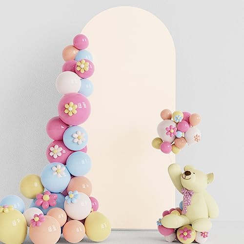 Putros Arch Backdrop Cover 6ft, Wedding Arch Covers Stretchy Backdrop, Beige Spandex Fitted Round Top Chiara Backdrop Covers for Wedding, Birthday Party, Baby Shower Decoration - color: Beige, size: 6FT