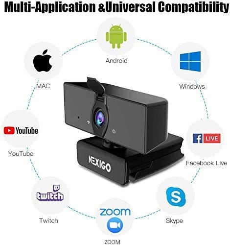 NexiGo N660 1080P Business Webcam with Dual Microphone & Privacy Cover, USB FHD Web Computer Camera, Plug and Play, for Zoom/Skype/Teams Online Teaching, Laptop MAC PC Desktop (Renewed) - style: 1080P Webcam