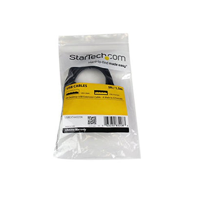 StarTech 5ft USB 2.0 Extension Cable, USB-A M/F (USBEXTAA5DSK) - color: Black, size: 5 feet (1-Pack), style: USB 2.0