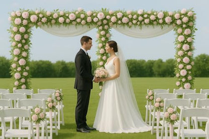 10x20ft Backdrop Stand Heavy Duty Pipe and Drape Backdrop Stand for Parties, Adjustable Pipe Kit Curtain Frame Stand for Photography Background Support,Wedding Arch Metal Frame (Silver) - color: Silver