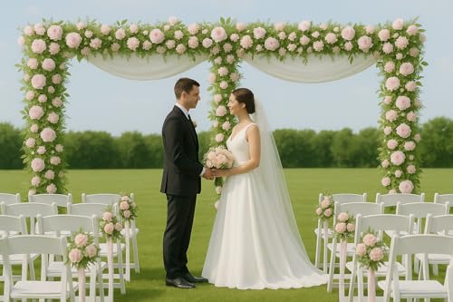 10x20ft Backdrop Stand Heavy Duty Pipe and Drape Backdrop Stand for Parties, Adjustable Pipe Kit Curtain Frame Stand for Photography Background Support,Wedding Arch Metal Frame (Gold) - color: Gold
