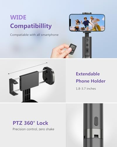 Auto Face Tracking Tripod 360 Rotation with Light, Phone Tripod Stand with Remote Follow Your Movement, for Android Phone Selfie Stick for Content Creators Vlog